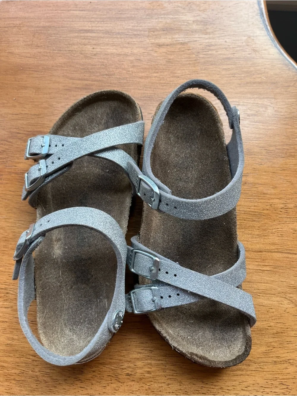 Birkenstock Kids Kumba Silver Glitter Strappy Sandals
